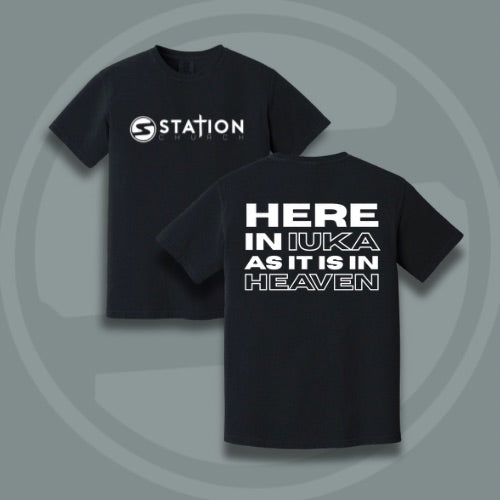 Station Church Bold Text Tee – Here in Iuka as it is in Heaven