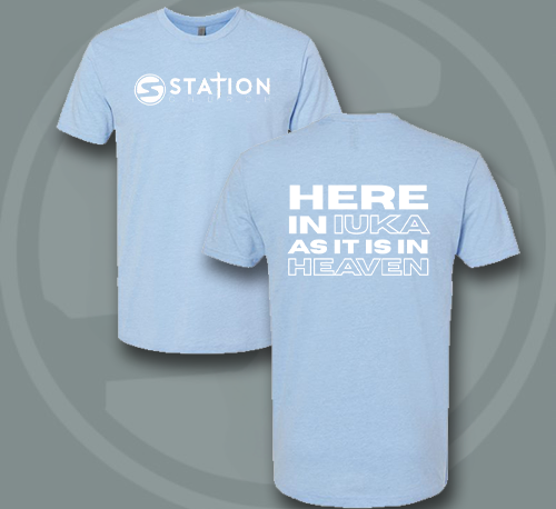 Station Church Bold Text Tee – Here in Iuka as it is in Heaven