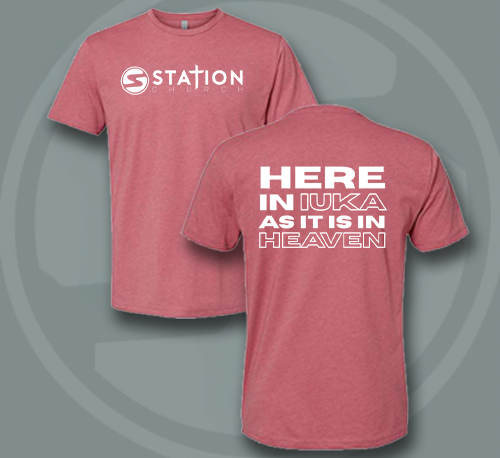 Station Church Bold Text Tee – Here in Iuka as it is in Heaven